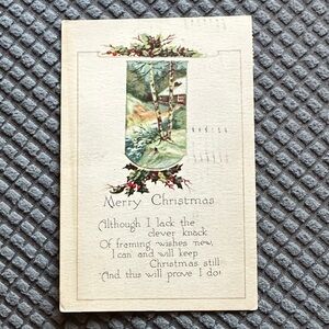 1925 Post Mark-Vintage Merry Christmas Card with Scenic Illustration